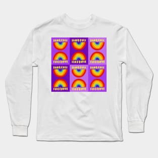 Rainbow Chanukiah Purples Grid Long Sleeve T-Shirt